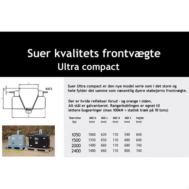 Frontgewicht a típus Suer 1050 kg ultra kompakt - www.suer.dk GRATIS LEVERING, Gebrauchtmaschine ekkor: Tønder (Kép 2)