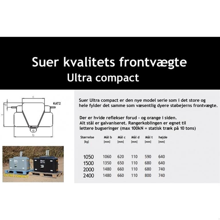 Frontgewicht a típus Suer 2400 kg ultra kompakt - www.suer.dk  GRATIS LEVERING, Gebrauchtmaschine ekkor: Tønder (Kép 2)